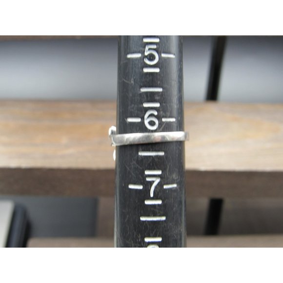 Size 6.25 Sterling Silver Cubic Zirconia Single Gem Flower Band Ring Vintage - Picture 5 of 7